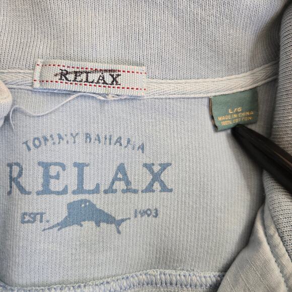 Tommy Bahama Mens Prep Antigua Cove Quarter Zip Pullover Sweatshirt L Light Blue - Picture 7 of 11